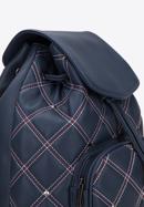 Damski plecak worek pikowany z nitami i ozdobnymi przeszyciami, granatowy, 95-4Y-520-7, Zdjęcie 4