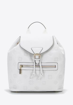 Women's leather monogram backpack purse, off white, 96-4E-606-0, Photo 1