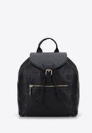 Women's leather monogram backpack purse, black, 96-4E-606-P, Photo 1