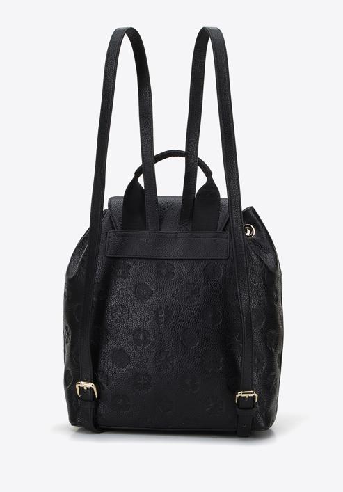 Women's leather monogram backpack purse, black, 96-4E-606-P, Photo 2