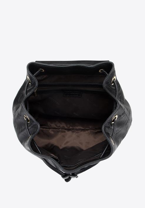 Women's leather monogram backpack purse, black, 96-4E-606-P, Photo 3