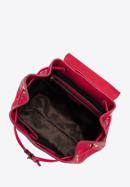 Damski plecak worek skórzany z monogramem, ciemny róż, 96-4E-606-P, Zdjęcie 3