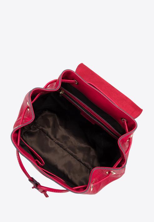 Women's leather monogram backpack purse, dark pink, 96-4E-606-P, Photo 3