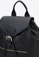 Women's leather monogram backpack purse, black, 96-4E-606-P, Photo 4