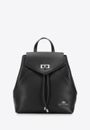 Women's leather backpack purse, black-silver, 95-4E-623-7, Photo 1