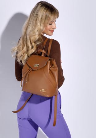 Women's leather backpack purse, brown, 95-4E-623-4, Photo 1