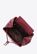 Damski plecak worek skórzany z przeszyciami, ciemny czerwony, 95-4E-623-3, Zdjęcie 3