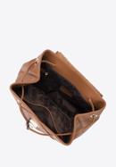 Damski plecak worek skórzany z przeszyciami, brązowy, 95-4E-623-7, Zdjęcie 3