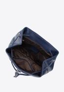 Damski plecak worek skórzany z przeszyciami, granatowy, 95-4E-623-44, Zdjęcie 3