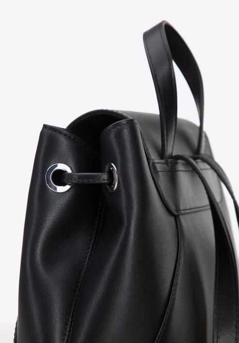 Women's leather backpack purse, black-silver, 95-4E-623-7, Photo 4