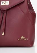 Damski plecak worek skórzany z przeszyciami, ciemny czerwony, 95-4E-623-3, Zdjęcie 4