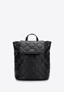 Women's quilted faux leather backpack, black, 97-4Y-611-1, Photo 1