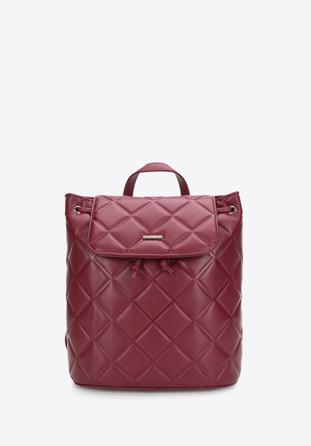 Women's quilted faux leather backpack, cherry, 97-4Y-611-3, Photo 1