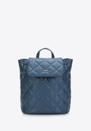 Women's quilted faux leather backpack, dark blue, 97-4Y-611-1, Photo 1