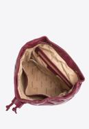 Damski plecak worek z geometrycznie pikowanej ekoskóry, wiśniowy, 97-4Y-611-1, Zdjęcie 3