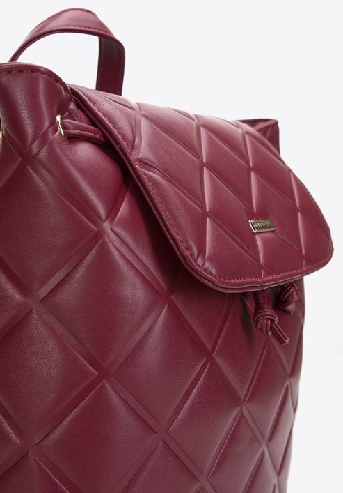 Women's quilted faux leather backpack, cherry, 97-4Y-611-N, Photo 4