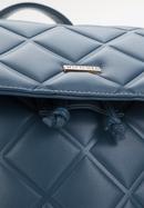 Damski plecak worek z geometrycznie pikowanej ekoskóry, ciemnoniebieski, 97-4Y-611-N, Zdjęcie 4