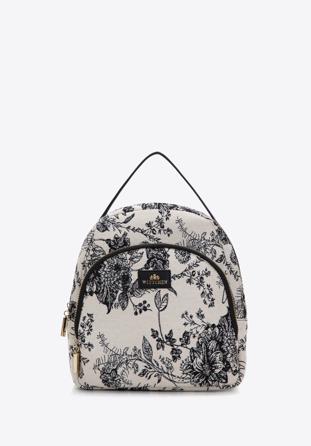 Women's small patterned backpack purse, cream-black, 97-4E-500-X1, Photo 1