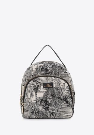 Women's small patterned backpack purse, beige-black, 97-4E-500-X2, Photo 1