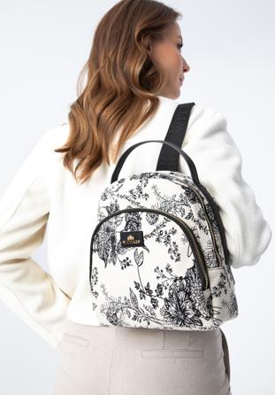 Women's small patterned backpack purse, cream-black, 97-4E-500-X1, Photo 1