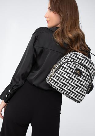 Women's small patterned backpack purse, white-black, 97-4E-500-X3, Photo 1