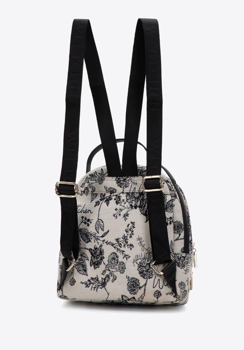 Women's small patterned backpack purse, cream-black, 97-4E-500-X3, Photo 2