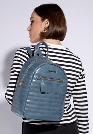 Women's faux leather purse backpack, dark blue, 95-4Y-406-7, Photo 1