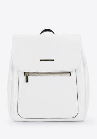 Faux leather croc print backpack, white, 96-4Y-707-0, Photo 1