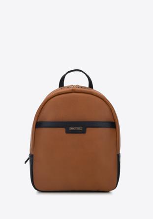 Women's faux leather backpack, brown-black, 95-4Y-030-5, Photo 1