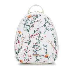 Damski plecak z ekoskóry klasyczny w kwiaty klasyczny, biały, 94-4Y-634-0, Zdjęcie 1