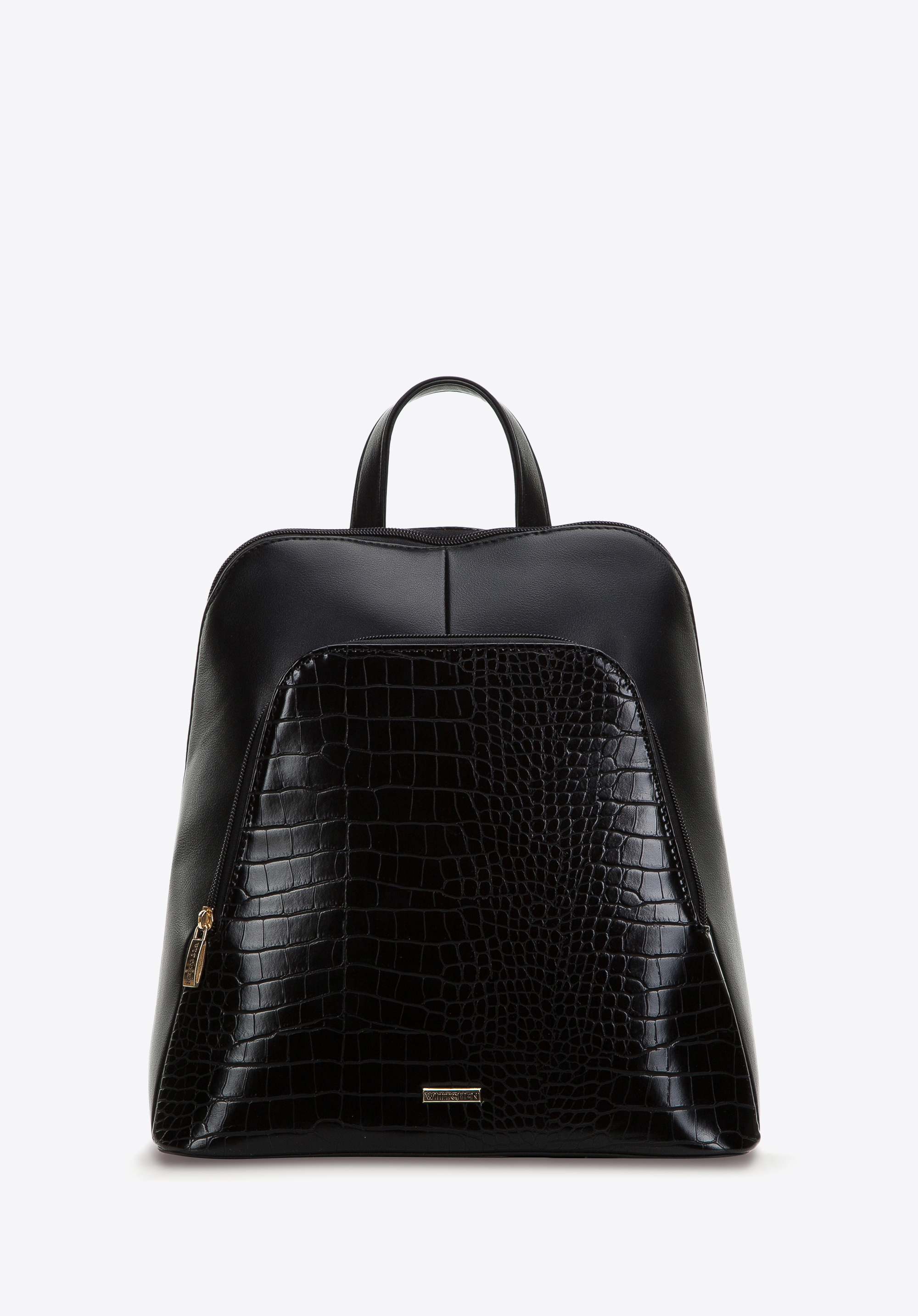 Women's faux leather backpack purse, black, 97-4Y-522-1, Photo 1