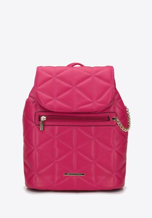Women's quilted faux leather backpack purse, pink, 96-4Y-704-P, Photo 1