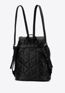 Women's quilted faux leather backpack purse, black, 96-4Y-704-P, Photo 2