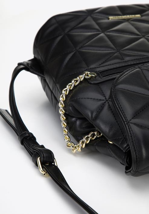 Women's quilted faux leather backpack purse, black, 96-4Y-704-P, Photo 4