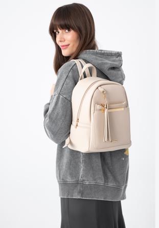 Women's faux leather backpack - pro eco line, light beige, 97-4Y-234-9, Photo 1