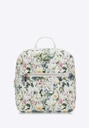 Women's faux leather backpack purse with floral print, white, 98-4Y-201-9, Photo 1