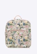 Women's faux leather backpack purse with floral print, light pink, 98-4Y-201-0, Photo 1