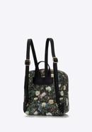 Women's faux leather backpack purse with floral print, black, 98-4Y-201-1, Photo 2