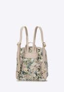Women's faux leather backpack purse with floral print, light beige, 98-4Y-201-9, Photo 2