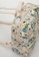 Damski plecak z ekoskóry w kwiaty prosty, jasny beż, 98-4Y-201-P, Zdjęcie 4