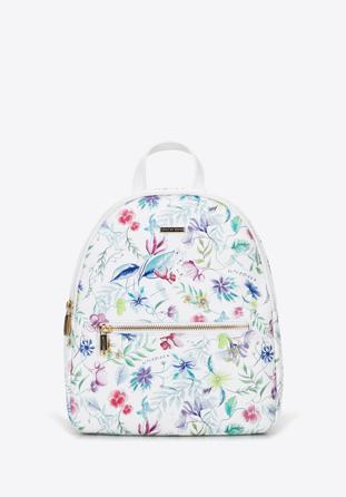 Women's faux leather backpack purse with floral print