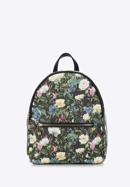 Women's faux leather backpack purse with floral print, black, 98-4Y-204-0, Photo 1