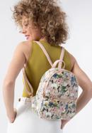 Women's faux leather backpack purse with floral print, light pink, 98-4Y-204-0, Photo 15