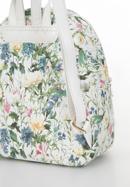 Damski plecak z ekoskóry w kwiaty zaokrąglony, biały, 98-4Y-204-0, Zdjęcie 4