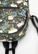 Damski plecak z ekoskóry w kwiaty zaokrąglony, czarny, 98-4Y-204-1, Zdjęcie 4