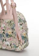Damski plecak z ekoskóry w kwiaty zaokrąglony, jasny róż, 98-4Y-204-9, Zdjęcie 4