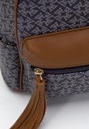 Women's faux leather monogram backpack, navy blue-brown, 97-4Y-237-7, Photo 4