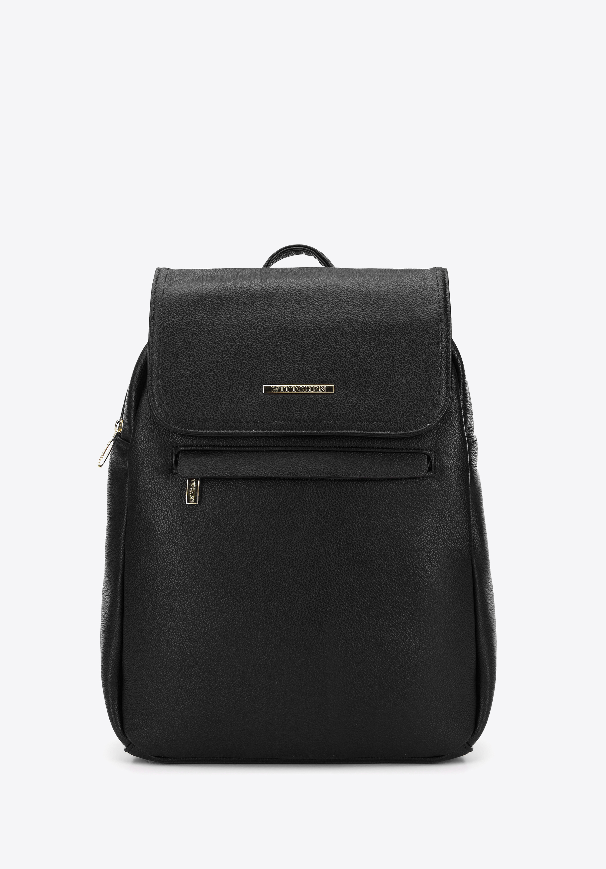 Women's faux leather backpack purse, black, 96-4Y-718-1, Photo 1