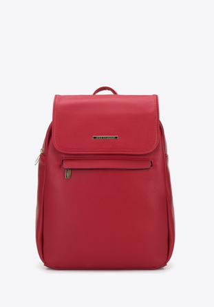 Women's faux leather backpack purse, red, 96-4Y-718-3, Photo 1