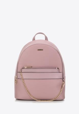 Women's faux leather backpack with pouch, pink, 98-4Y-510-P, Photo 1
